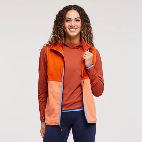 Cotopaxi Womens Two-Tone Orange Fleece Vest Gilet Activewear Athleisure - Picture 3 of 6